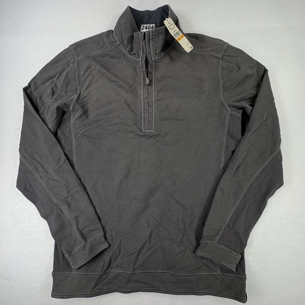 Tommy Bahama Sweatshirt Mens Small Gray New Ben And Terry 1/4 Zip Knit Pullover